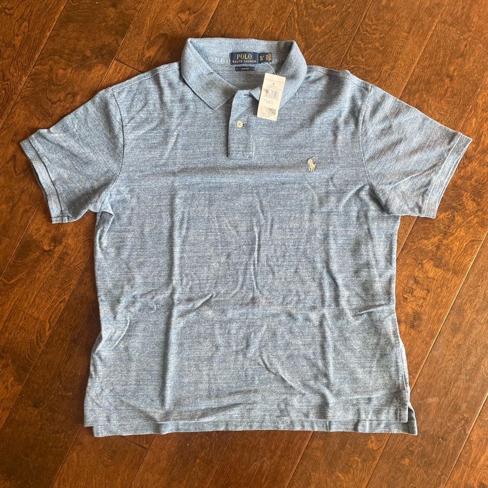 New Mens Polo Ralph Lauren  Shirt XL  Short Sleeve Delta Blue